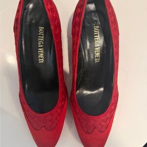 Bottega Veneta Red Woven Heels
